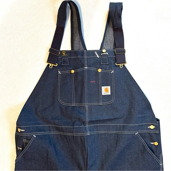 CARHARTT 11.5 OZ RIGID R08 DENIM BIB OVERALLS NEW WITH TAGS.Sz 50/34 - Picture 7 of 13